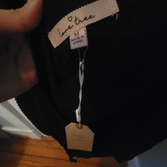 Black Ribbed Short Dress with Long Sleeves/Medium - Picture 2 of 2